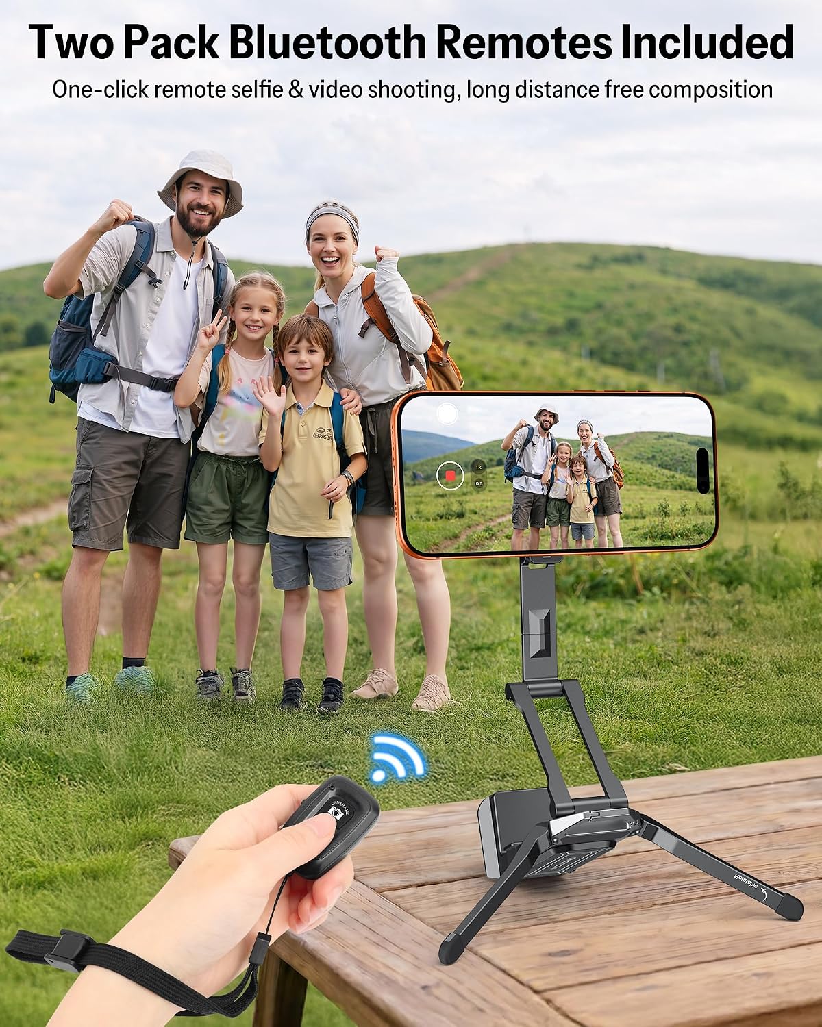 OMOTON TP02-Pro-CK Magnetic Phone Holder Kit with Fill Light & 2 Remotes | Arca-type Base with a 1/4" Screw Hole, 3 Color Temperatures ,10-level adjustable brightness, USB-C Charging, for iPhone 12-17