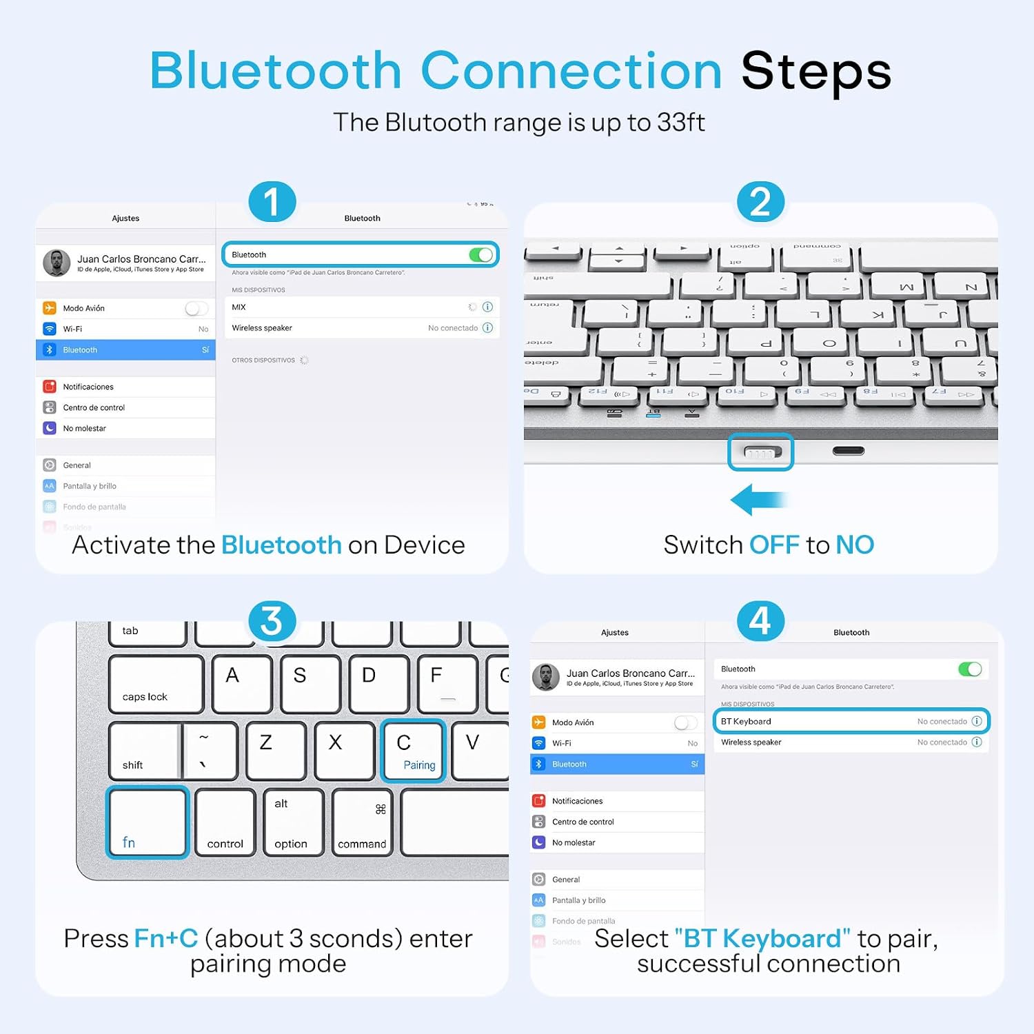 OMOTON Upgraded Rechargeable Wireless Keyboard for iPad, Portable Size Compact Bluetooth iPad Keyboard with UK Layout | 2 Key Stickers| 5-Angle Stand | Works with iPad A16 11th, 10th, Pro, Air