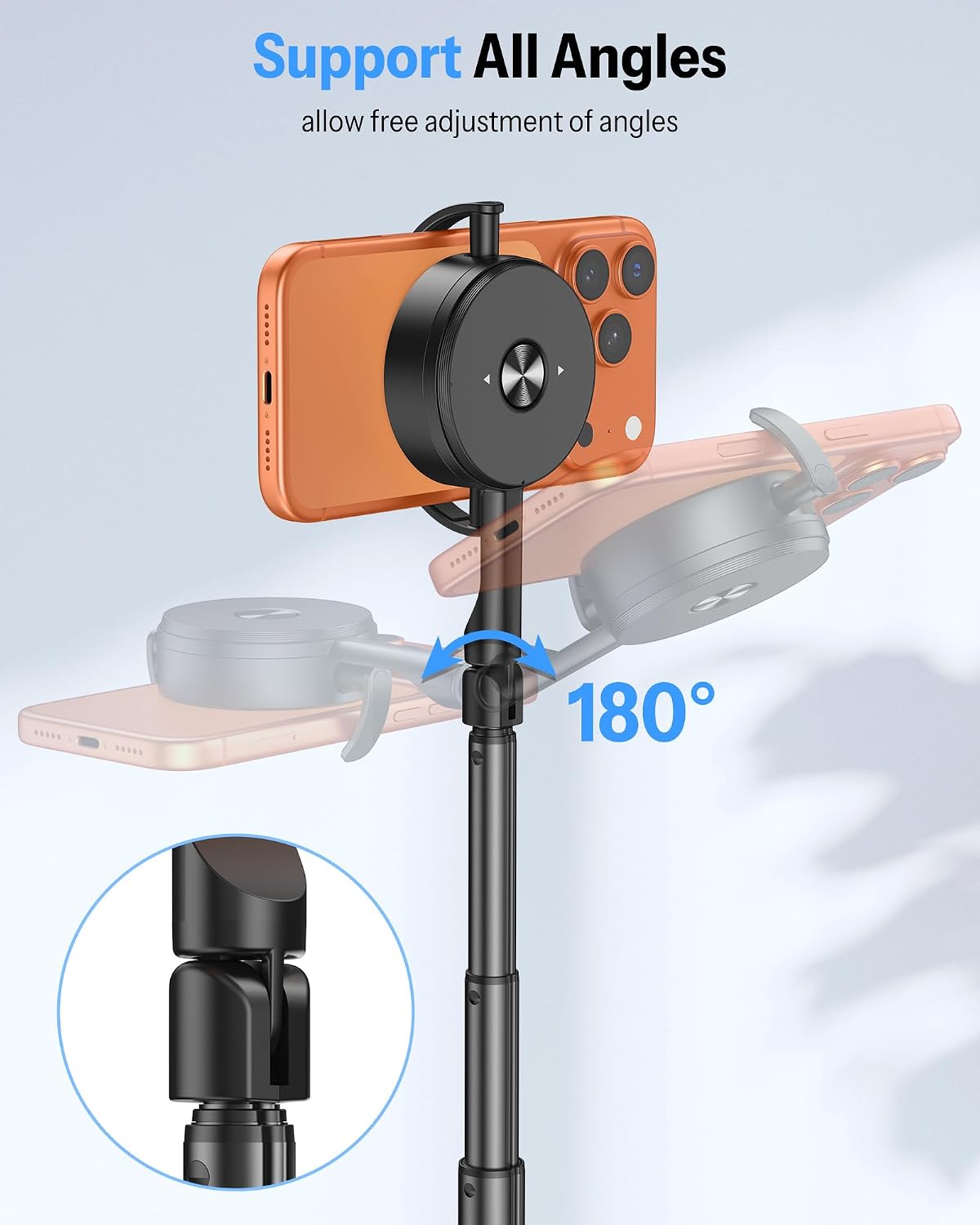 OMOTON 68" Auto-Open Magnetic Phone Tripod for MagSafe, Aluminum Selfie Stick with Remote for Video Recording, Travel and Vlogging, Cell Phone Tripod Stand for iPhone 17/16/15 Pro Max and Android