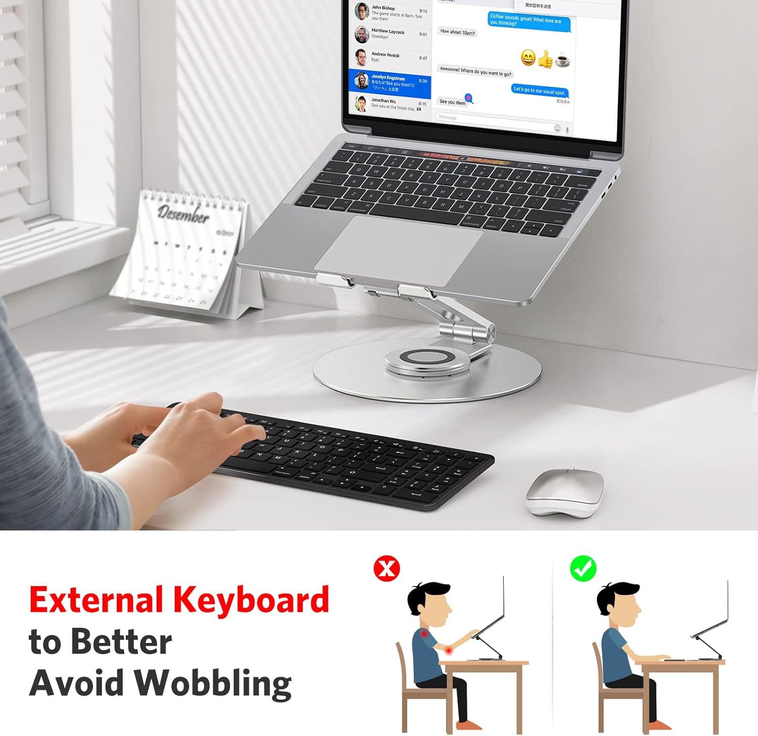 OMOTON Adjustable Laptop Stand with 360 Rotation