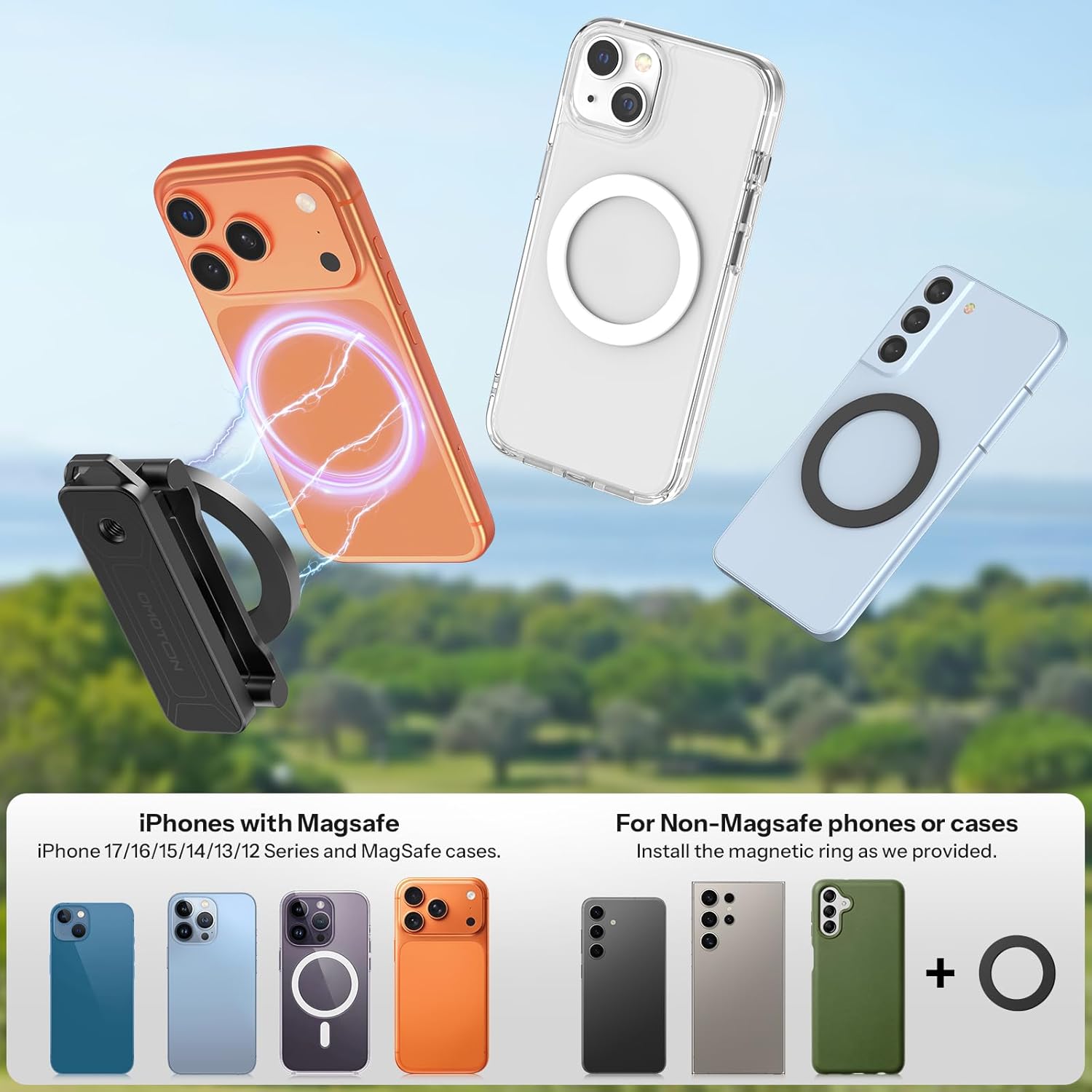 OMOTON Magnetic Golf Cart Phone Holder