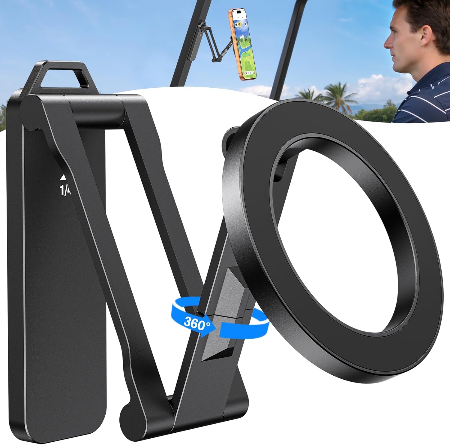 OMOTON Magnetic Golf Cart Phone Holder