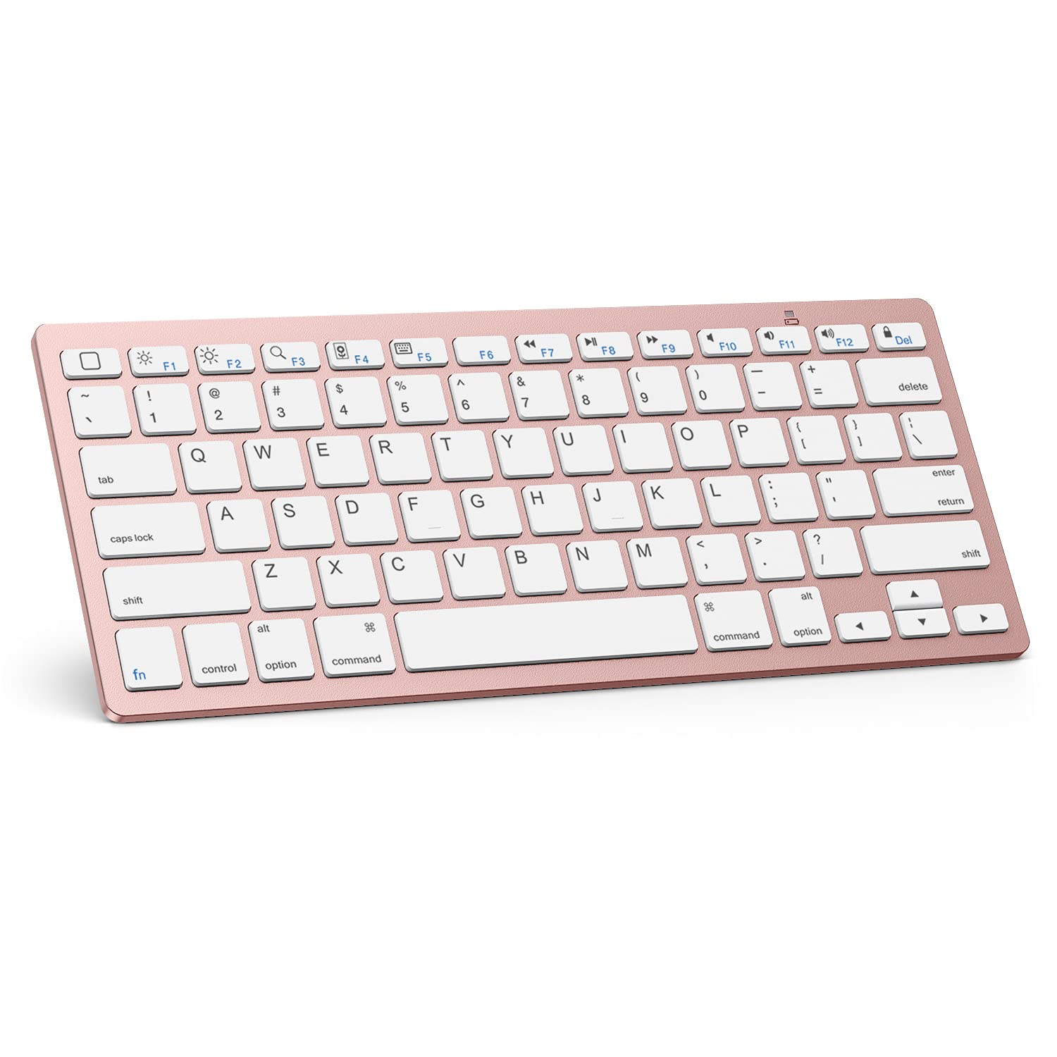 OMOTON Ultra-Slim Bluetooth Keyboard for iPad 11th/10th/9th/8th/7th, iPad Pro/Air/Mini and iPhone Series, Wireless iOS Keyboard with 12 Multimedia Keys for Office, Home, Travel, School, Pink Gold