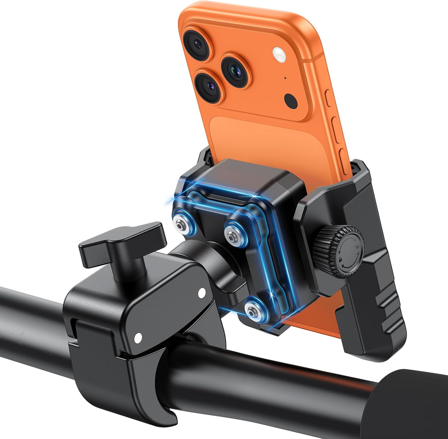 OMOTON BK01 Anti-Vibration Bike Phone Holder for Rearview Mirror & Handlebar, Shockproof Motorcycle Phone Mount with Quick Lock, Fit iPhone & All Android Phone for Electric Scooter/E-Bike/Stroller