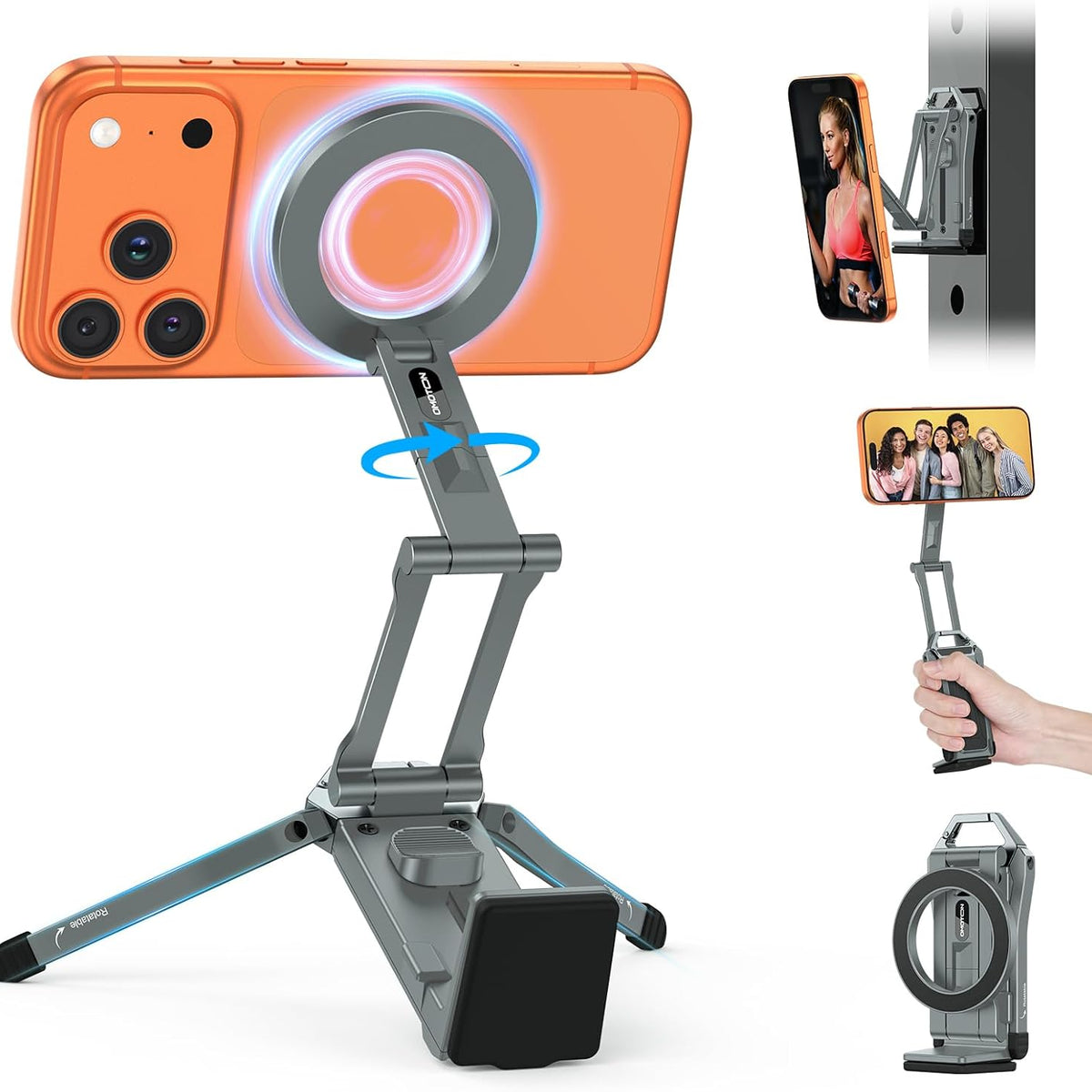 OMOTON TP02 360°Rotating for MagSafe Tripod Mount, Adjustable Aluminum