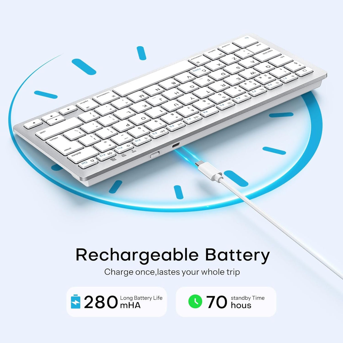 OMOTON Upgraded Rechargeable Wireless Keyboard for iPad, Portable Size Compact Bluetooth iPad Keyboard with UK Layout | 2 Key Stickers| 5-Angle Stand | Works with iPad A16 11th, 10th, Pro, Air