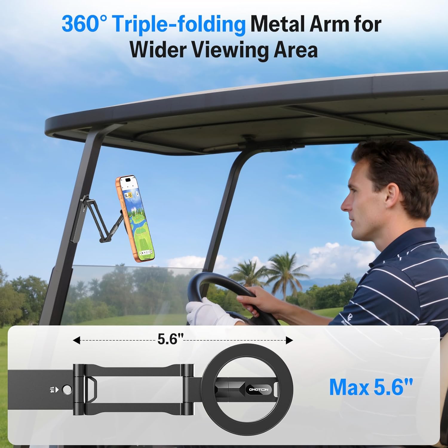 OMOTON Magnetic Golf Cart Phone Holder