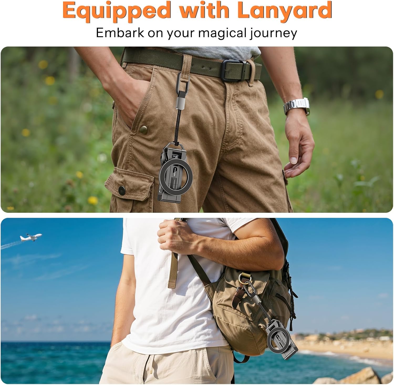 OMOTON TP06 [Equipped Lanyard] for MagSafe Tripod Hook with Magnet Back & Arca-Swiss Base, 360°Rotating with 1/4" Screw, Magnetic Phone Tripod for iPhone 17/16 Pro Max Air Fits Vlog, Travel, Gym