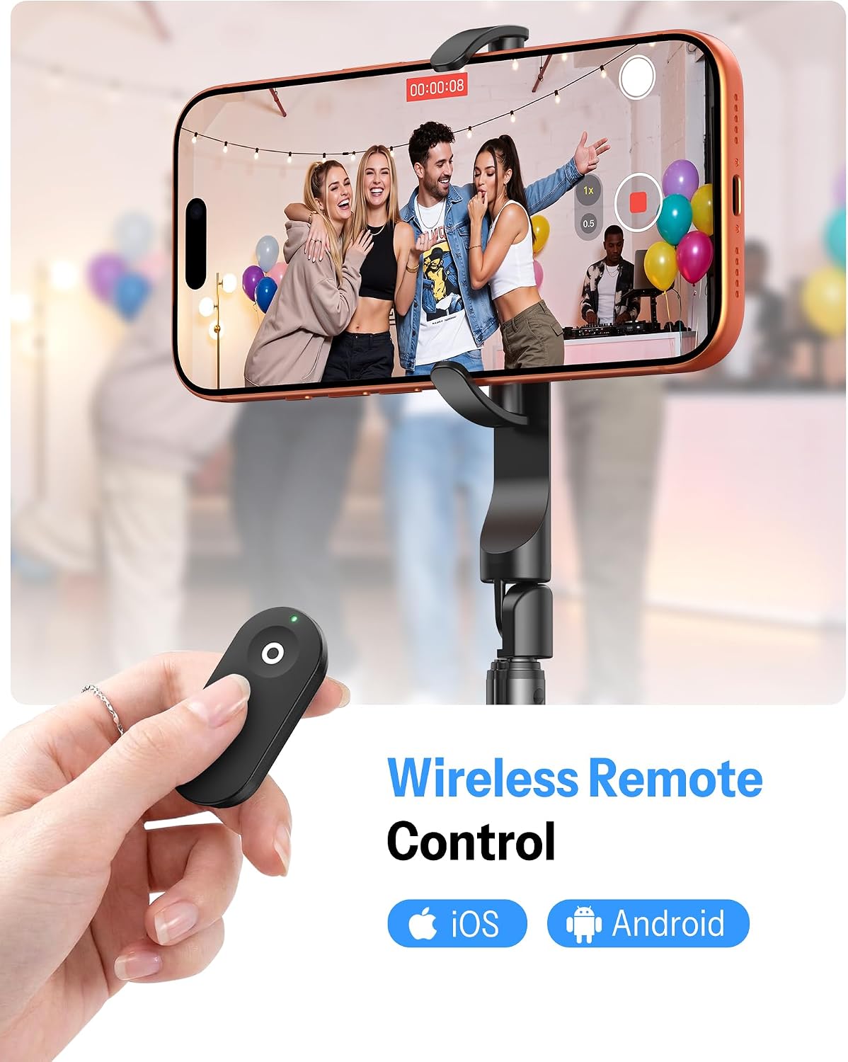 OMOTON 68" Auto-Open Magnetic Phone Tripod for MagSafe, Aluminum Selfie Stick with Remote for Video Recording, Travel and Vlogging, Cell Phone Tripod Stand for iPhone 17/16/15 Pro Max and Android