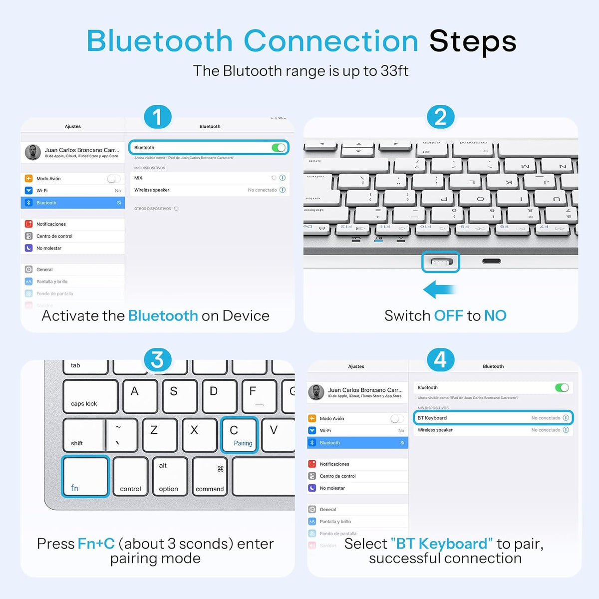 OMOTON Upgraded Rechargeable Wireless Keyboard for iPad, Portable Size Compact Bluetooth iPad Keyboard with UK Layout | 2 Key Stickers| 5-Angle Stand | Works with iPad A16 11th, 10th, Pro, Air