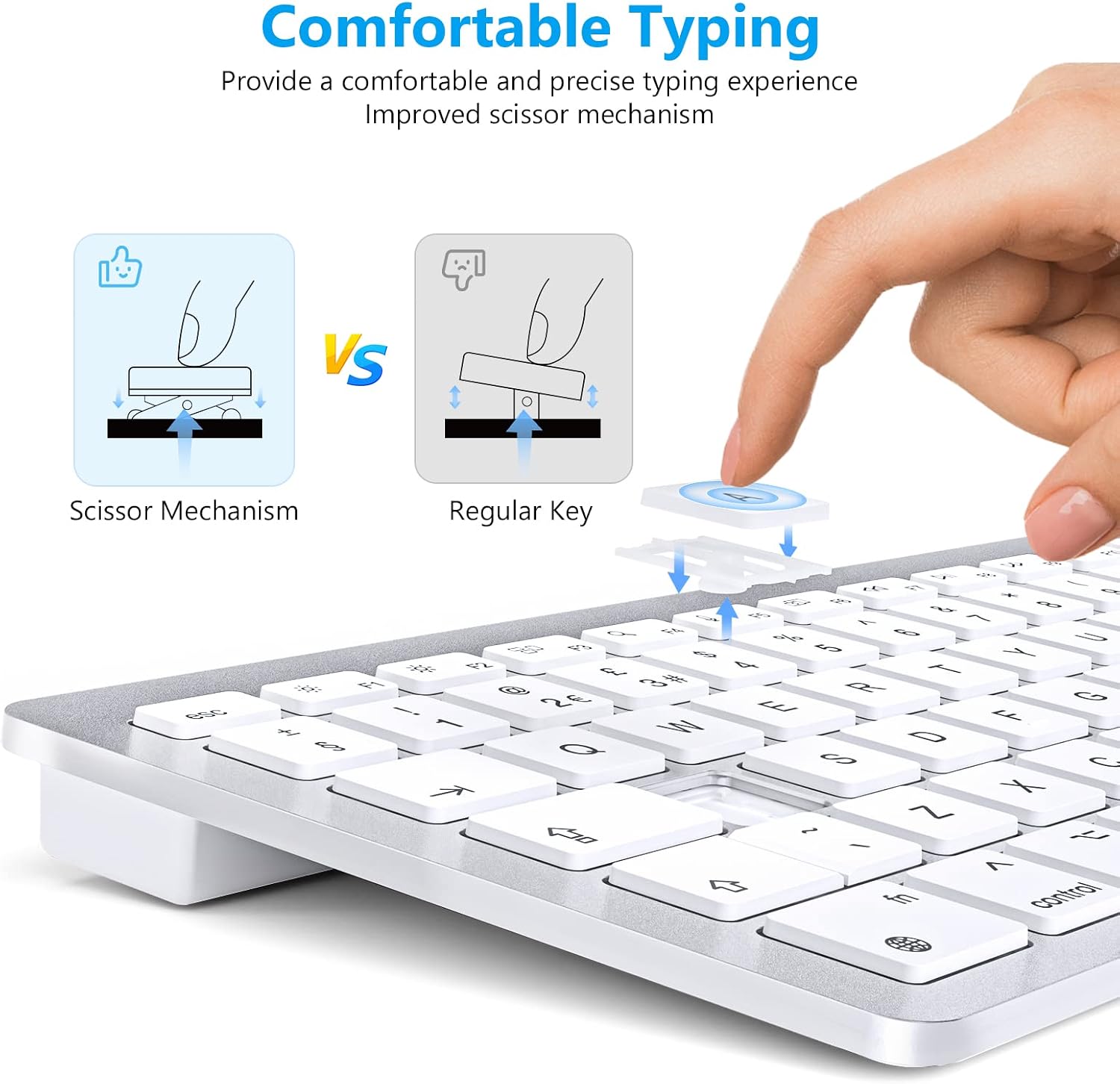 OMOTON Bluetooth Keyboard for Mac, QWERTY UK Layout, Silver Wireless keyboard for Apple MacBook Pro/Air, iMac, Mac Mini/Pro, Office, Home, Travel, School