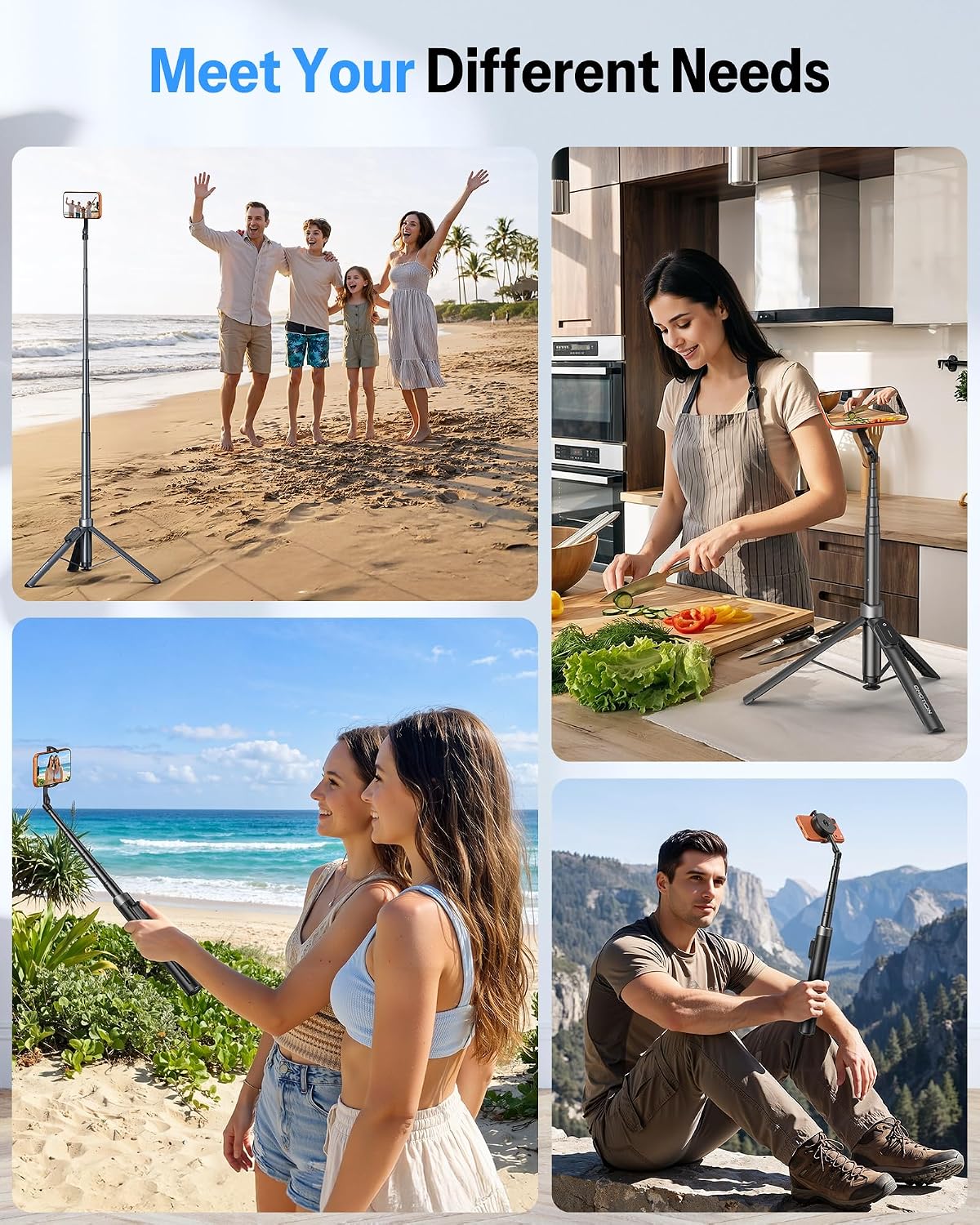 OMOTON 68" Auto-Open Magnetic Phone Tripod for MagSafe, Aluminum Selfie Stick with Remote for Video Recording, Travel and Vlogging, Cell Phone Tripod Stand for iPhone 17/16/15 Pro Max and Android